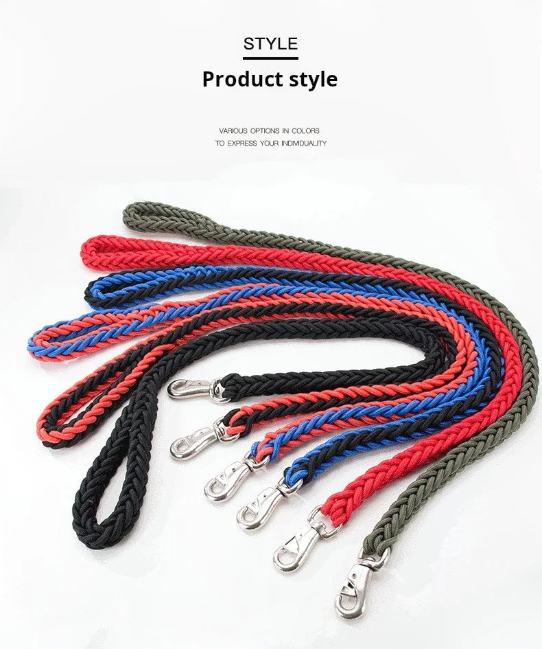 1.3m braided nylon dog leash available in multiple colors