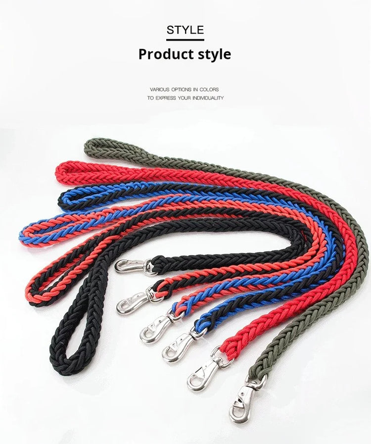 1.3m braided nylon dog leash available in multiple colors