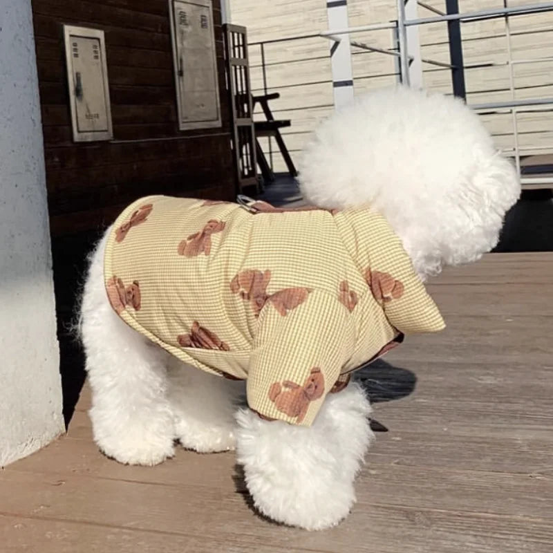 Winter Dog Jacket with Hat - Bear Print