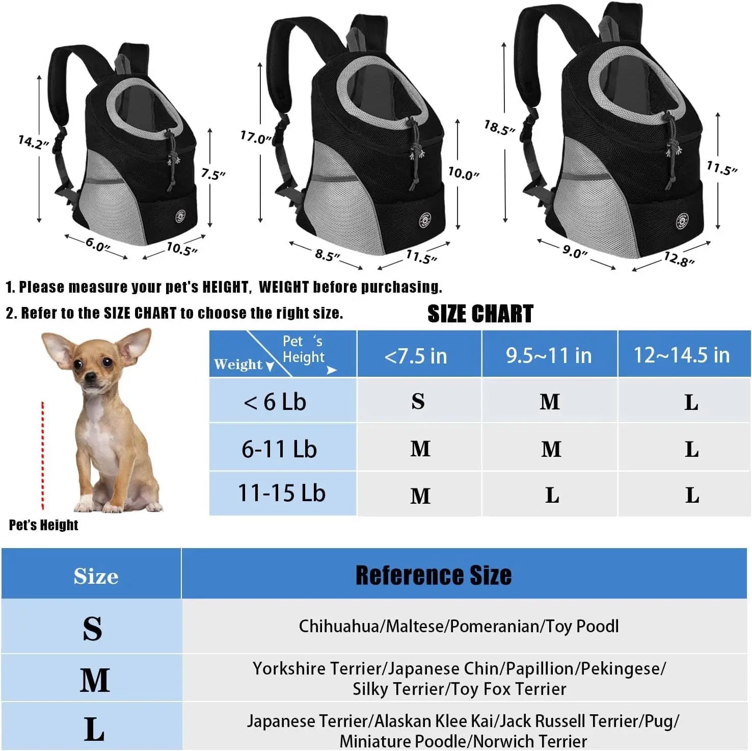 "Portable Pet Backpack Carrier - Mesh Front-Facing Double Shoulder Bag for Dogs and Cats"