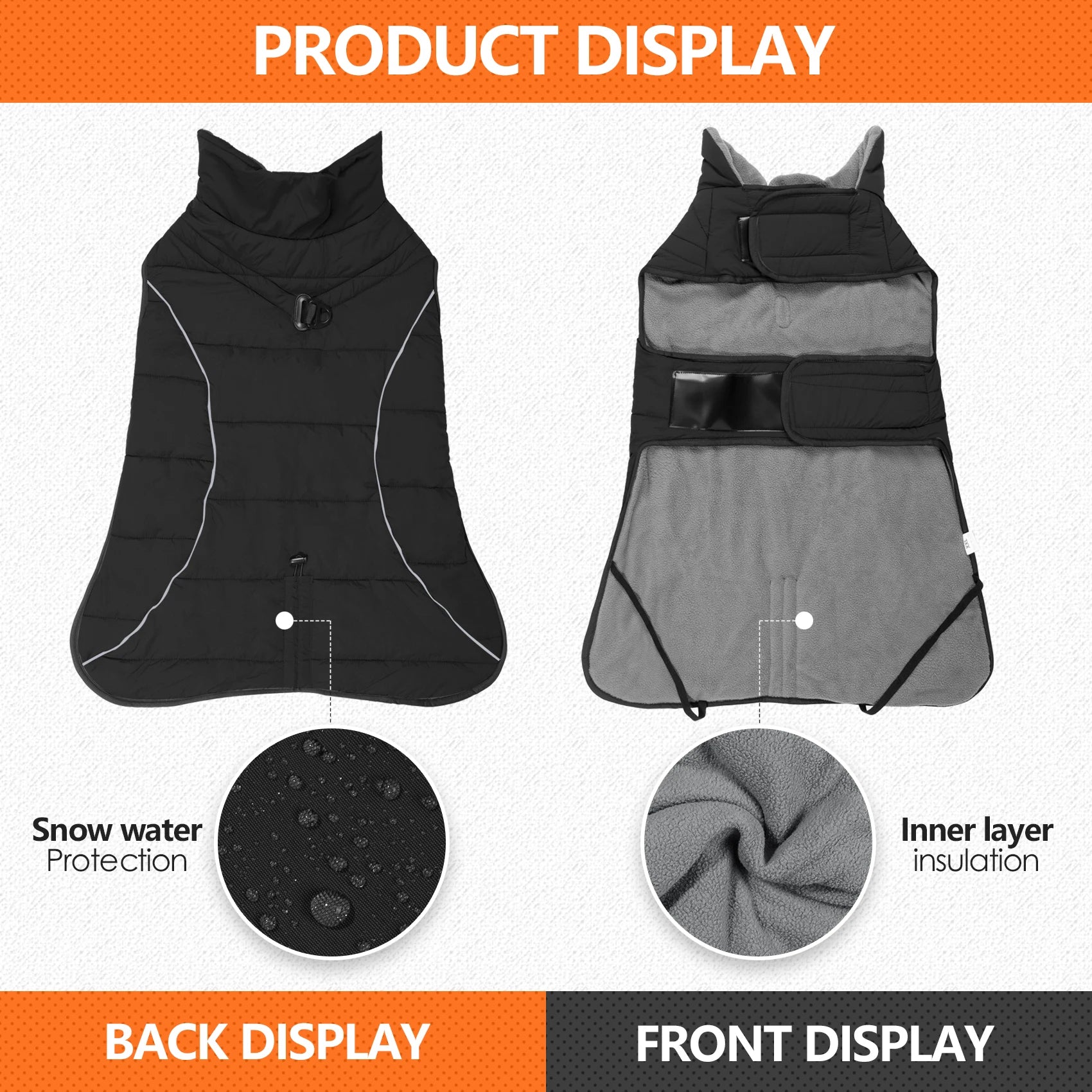 Waterproof Winter Dog Jacket with Turtleneck